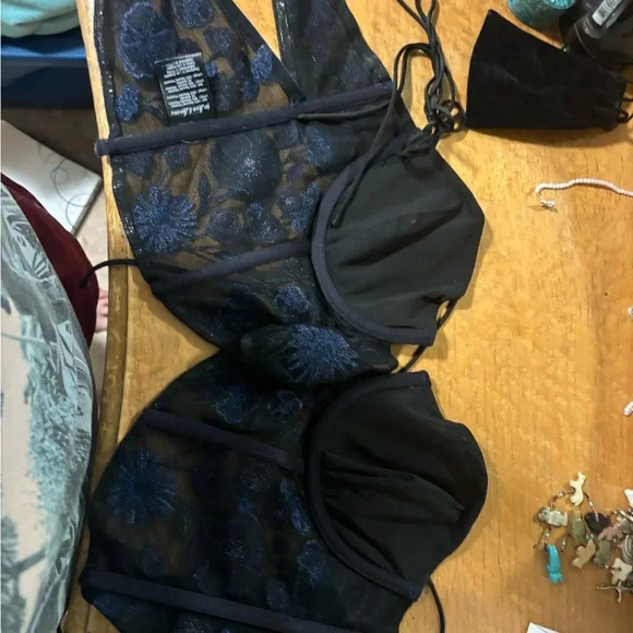 For Love And Lemons Black and Blue Floral Lace-Up Bustier - Picture 6 of 8